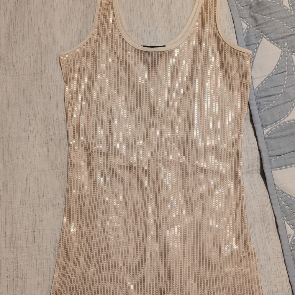 Express Cream Sequin Top